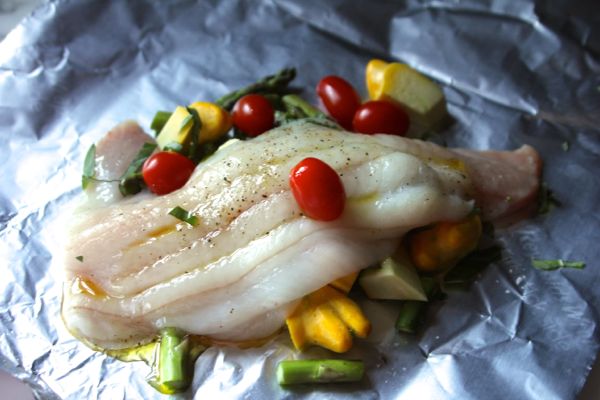 grilled fish packet prep