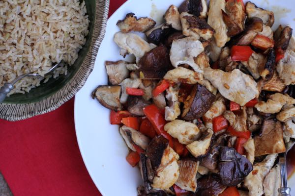 chicken, shiitakes & peppers, oh my