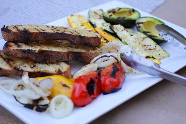 grilled vegetables and bread