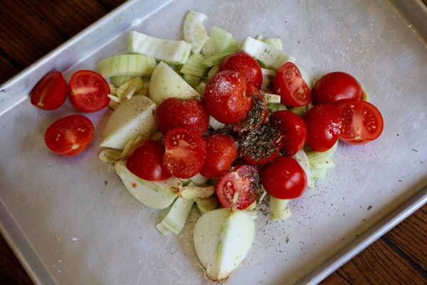 sheet pan as a mixing bowl